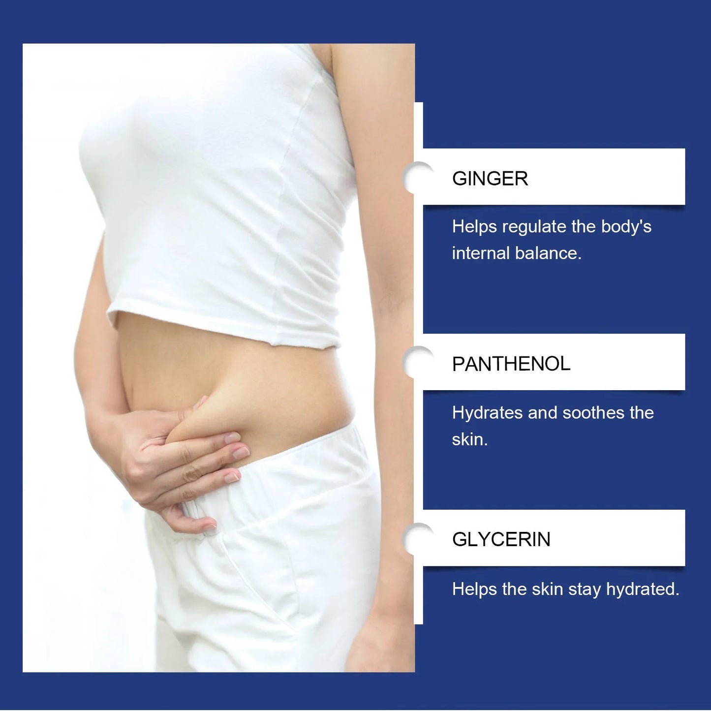 Four moisturising body care patches with ginger and panthenol for skin hydration