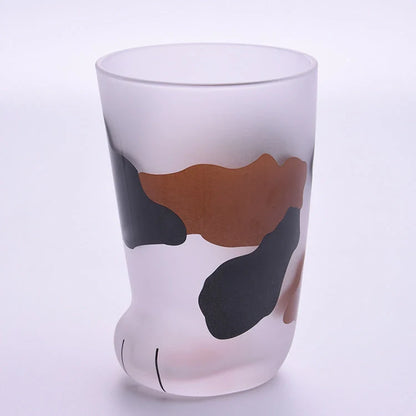 Adorable Cat Paws Glass Mug for coffee and milk, featuring a unique cat paw design.