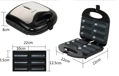 Black hot dog roasting machine with non-stick cooking surface and UK electrical plug