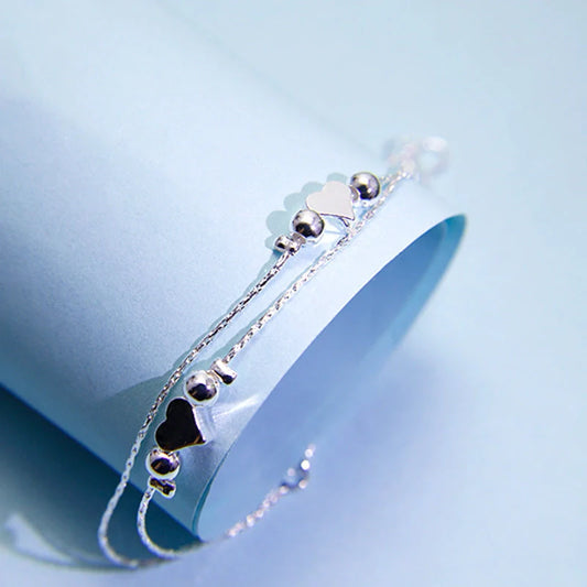 Korean Fashion Heart Bracelet with double-layered light beads in heart shape