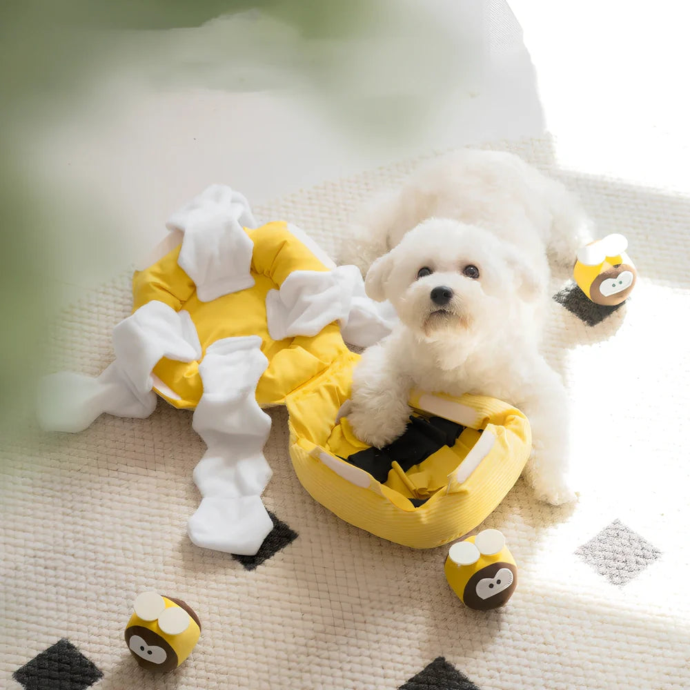 25cm circular dog toy with honey digging pattern and sound bees for food hiding educational play