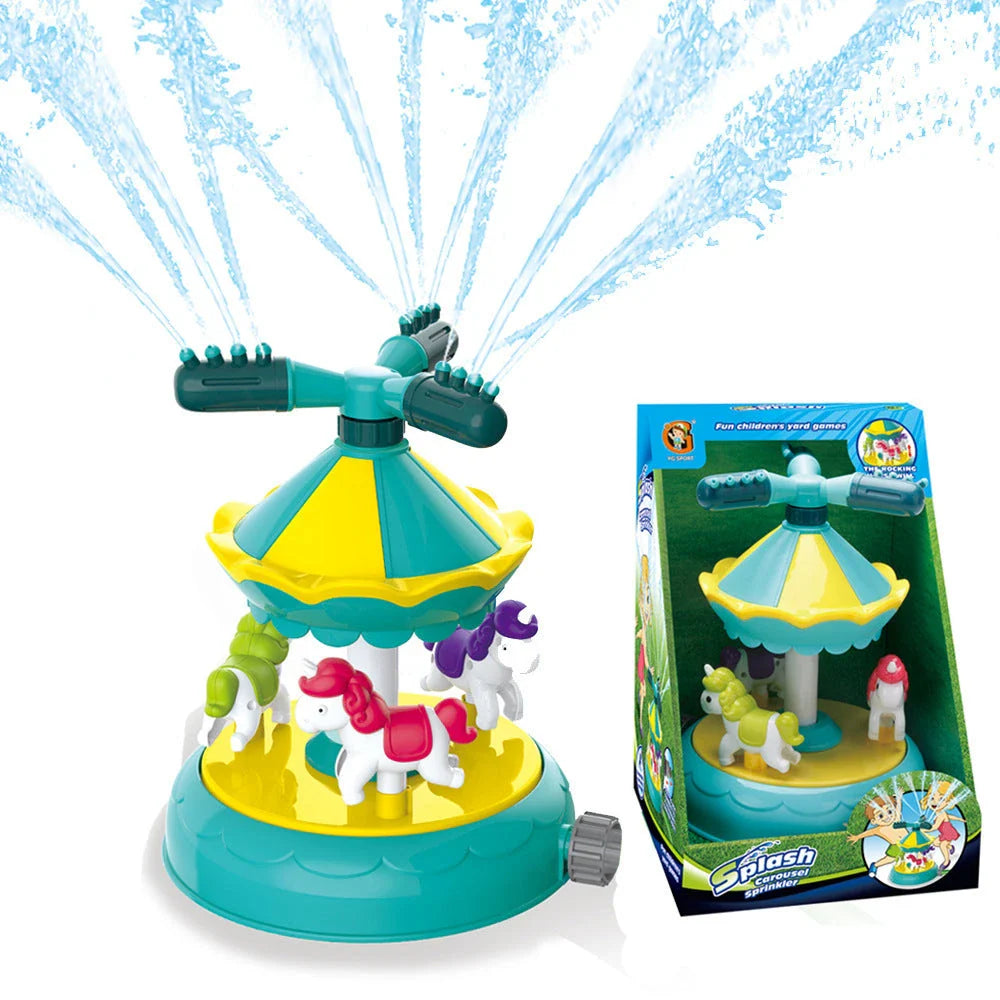 Colorful outdoor water sprinkler toy with cactus-shaped design for kids to enjoy in the backyard