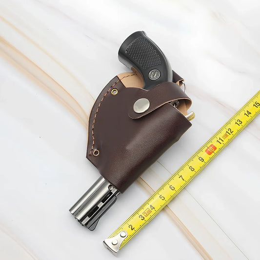 Windproof metal lighter with black finish measuring 8.5cm length with direct flame ignition