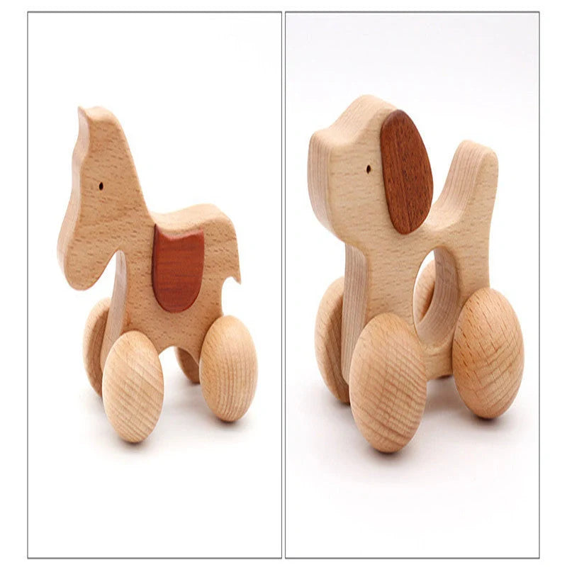 Eco-friendly wooden dog puzzle toy for infant learning and development