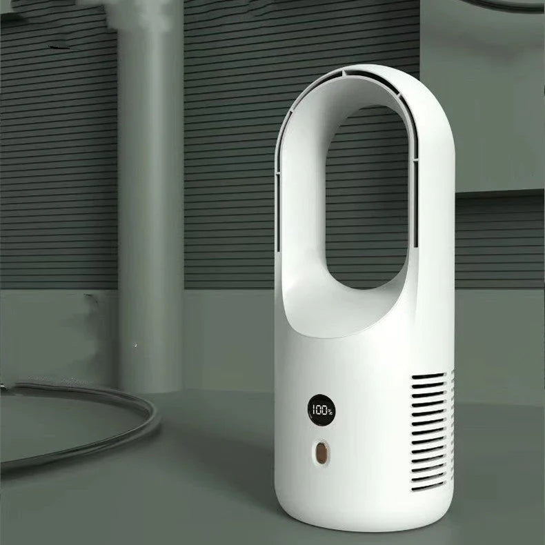 Whisper-quiet cordless desk fan with adjustable 6-speed settings, compact design, and rechargeable USB power