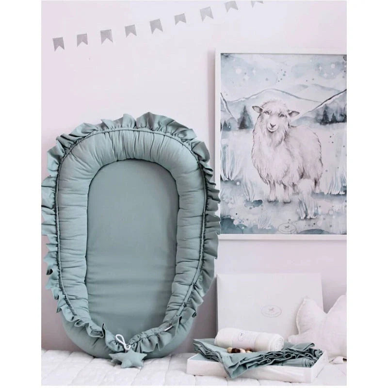 Lace Cotton Baby Bionic Bed Portable in various colors for safe baby sleep