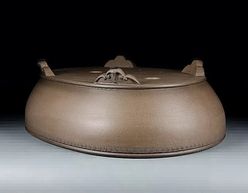 Handmade oval purple sand clay flowerpot measuring 50cm length