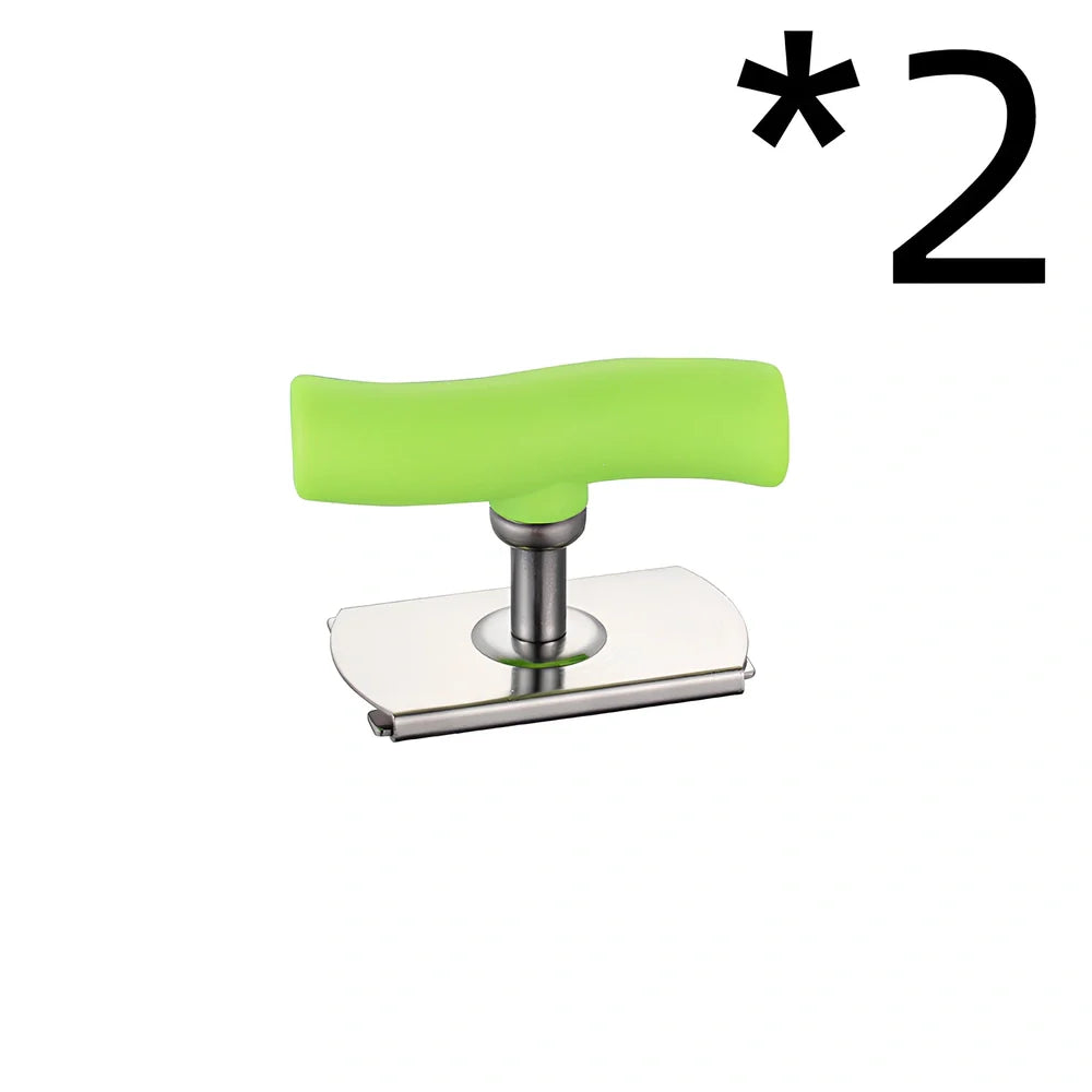 Adjustable stainless steel jar opener with ABS plastic handle, showing steel teeth and collapse feature