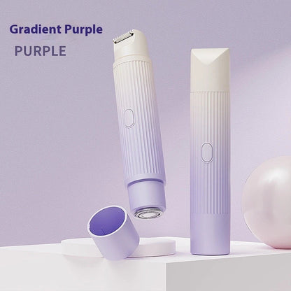 Dual-head electric razor for painless, mess-free hair removal on the face, underarms, bikini line, and legs