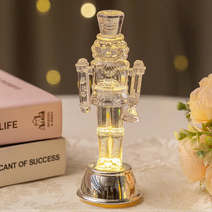 Clear plastic walnut soldier nutcracker Christmas ornament with transparent design for desktop or tree display