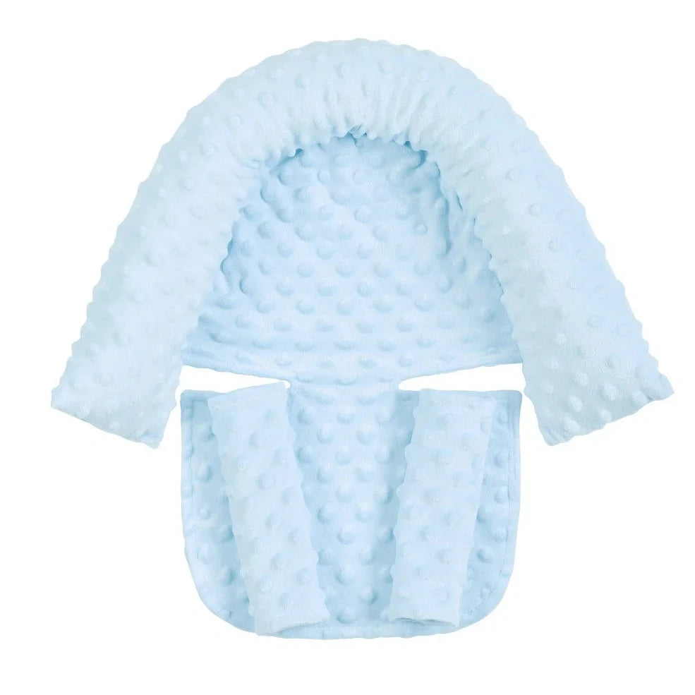 Babies' shaping headrest pillow in white with two grey belts, 170g polyester and PP Cotton for newborn head support