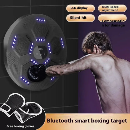 Smart music boxing machine hanging wall target set in black, grey, or orange with matching gloves