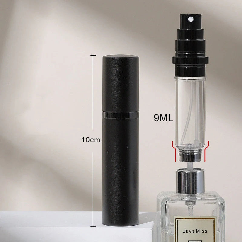 Portable perfume atomizer with compact, travel-friendly design and multiple color options
