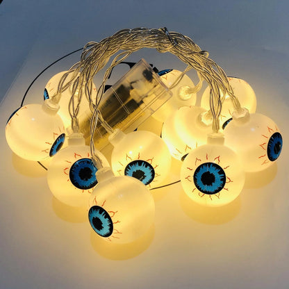 Spooky Halloween LED Ghost Eye String Lights - 10 Pcs, Flexible Design, Warm Colorful Glow, Versatile Decor