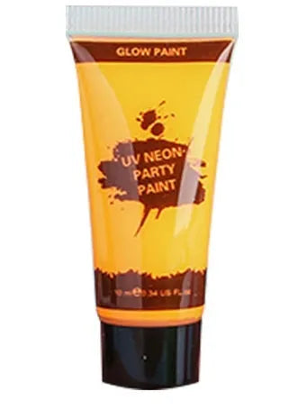 25ml tube of neon face paint in bright colours, showing non-toxic, washable gouache for skin art