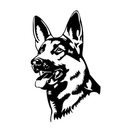 Reflective Hunting Dog Alsace Shepherd bumper sticker in 13x8 cm size with colour options on a car