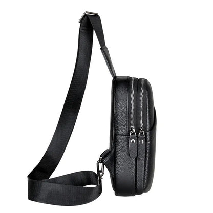 Men's genuine leather crossbody shoulder bag in urban simplicity design with breathable construction