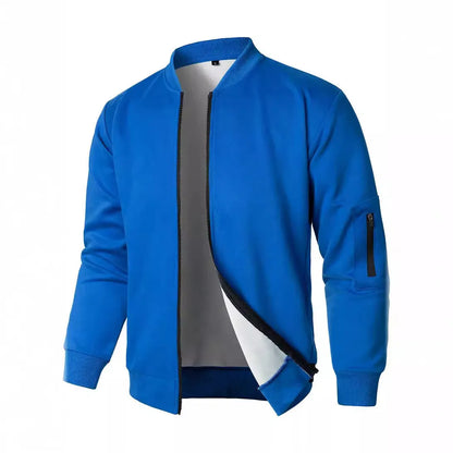 Men's loose fit knitted jacket in black, blue, or grey with long sleeves and cotton fabric