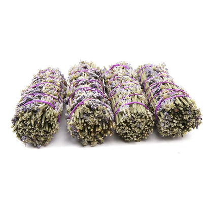 A single 4-inch long natural dried flower aromatherapy stick with lavender fragrance on a plain background.