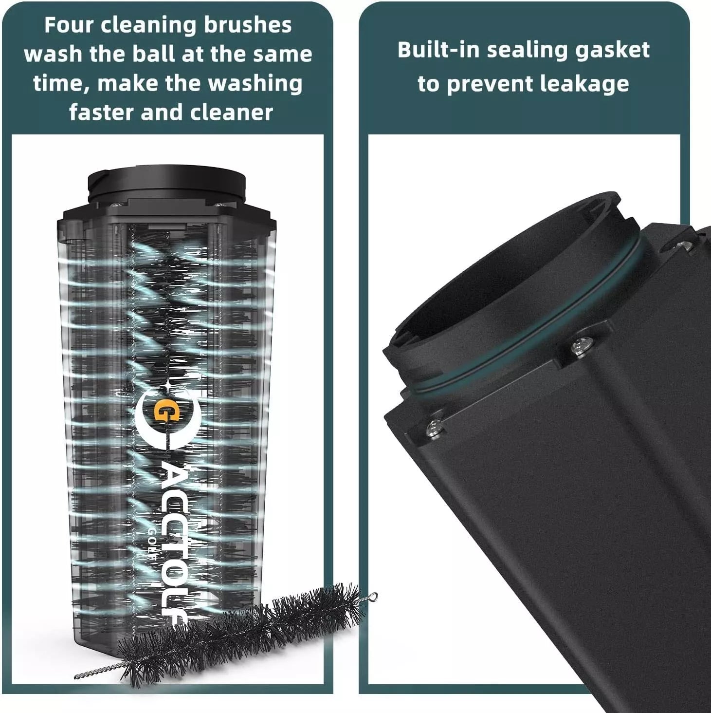 Portable golf ball cleaner with black ABS construction