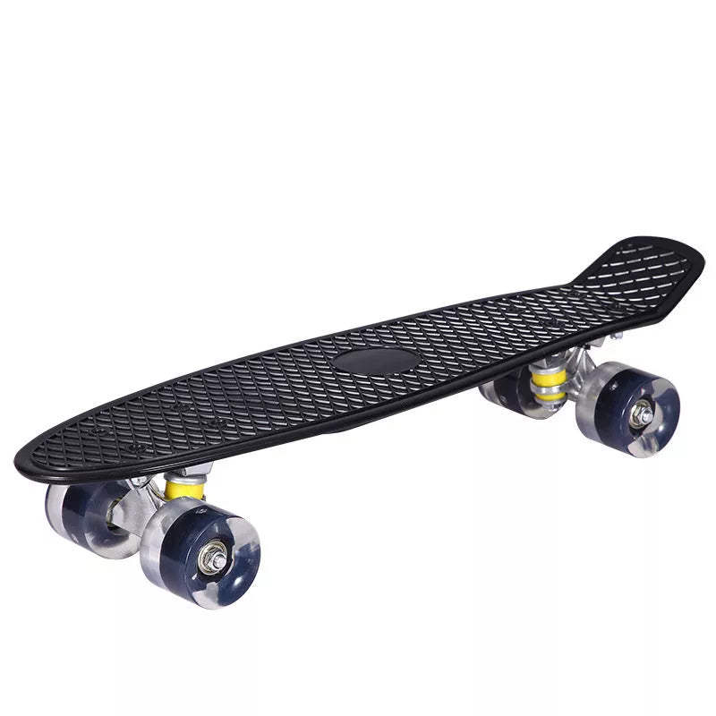 Fashion Creative Personality Four-wheel Skateboard in blue with flashing wheels