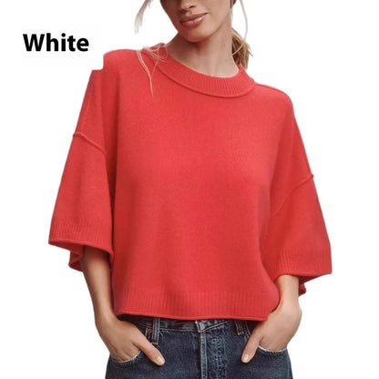 Red short viscose T-shirt with an exposed navel design on a mannequin.