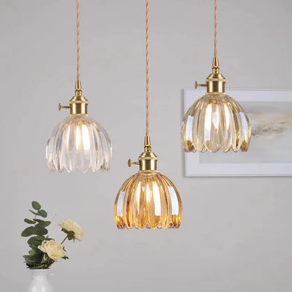 Nordic style glass flower chandelier in bedroom setting with multiple colour options