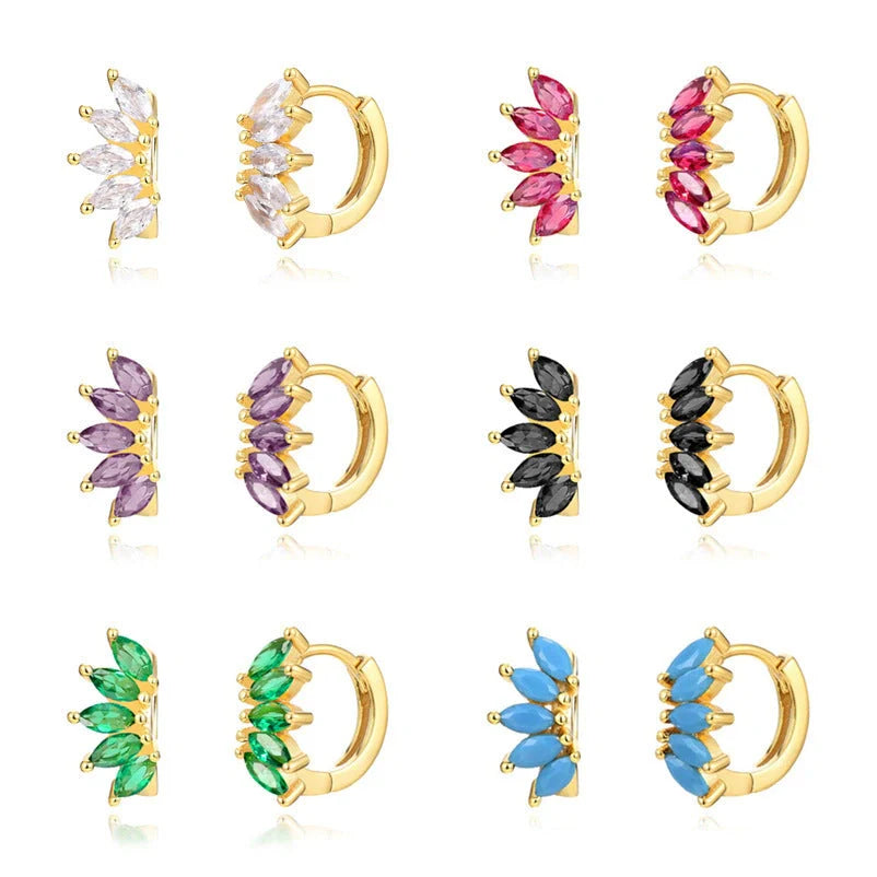Gold plated horse eye stone earrings in wave shape, available in multiple colors
