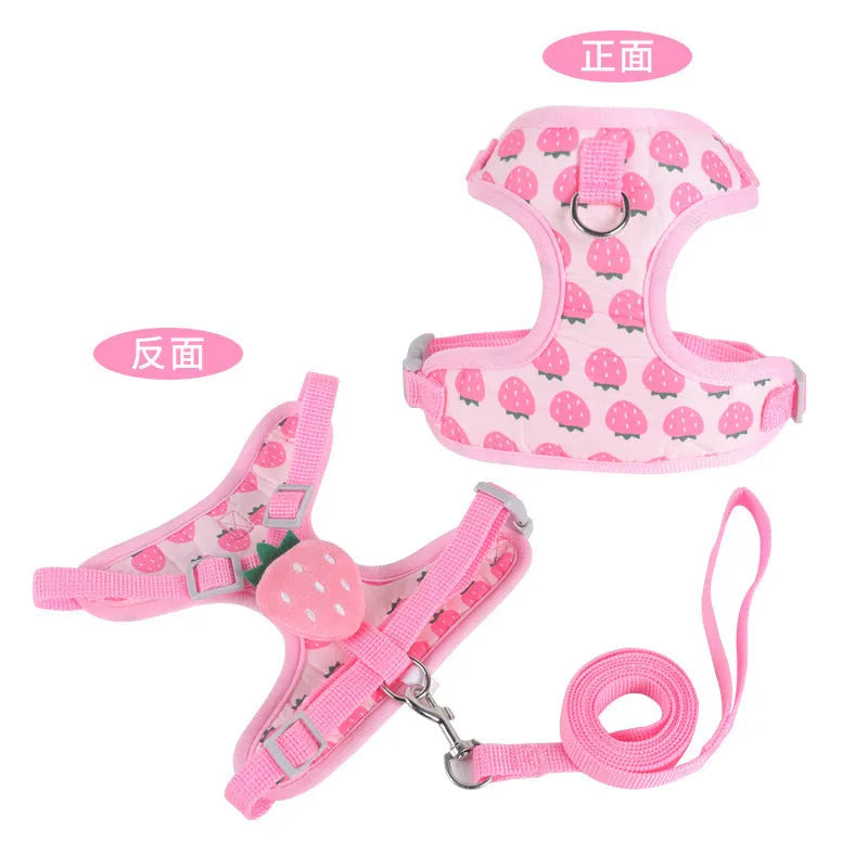 Reflective vest-style dog harness with detachable lead in carrot colour for small dogs