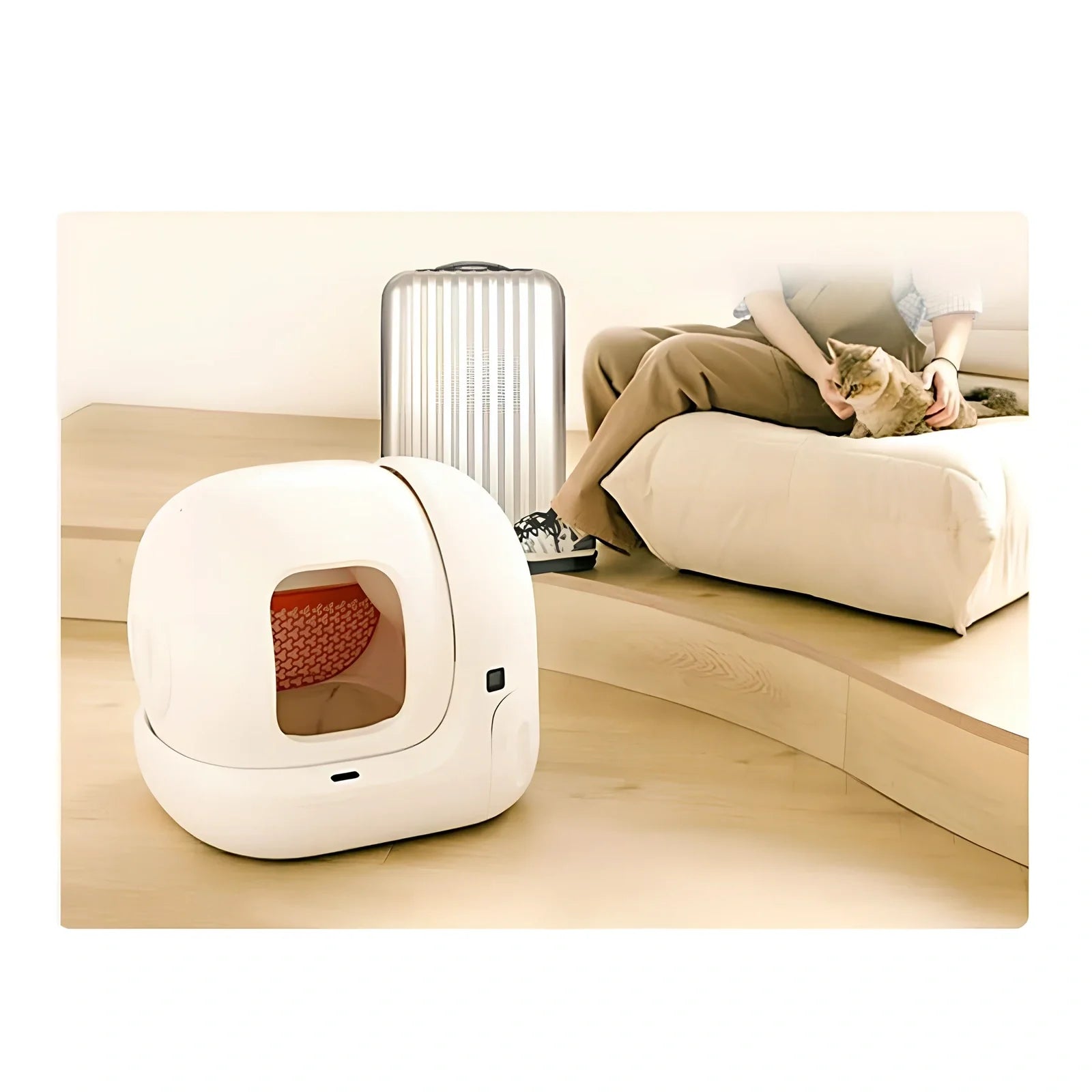 Smart MAX fully automatic enclosed cat litter box in plastic, 620x538x552mm for cats over 1.5kg with 24W power adapter