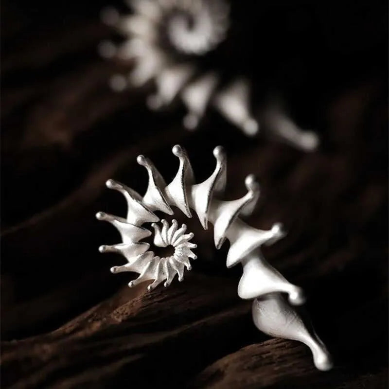 Conch three-dimensional matte stud earrings in alloy with electroplating treatment featuring an exaggerated irregular shape and simple style for a contemporary jewellery look