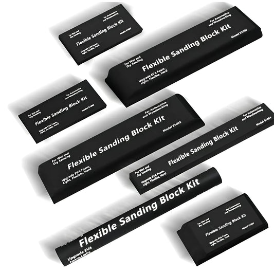 Seven black frosted metal EVA blocks arranged together, each measuring 20mm by 20mm by 10mm.