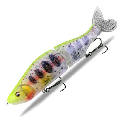 185mm hard plastic bass fishing swimming lure in assorted colours on a tackle box.