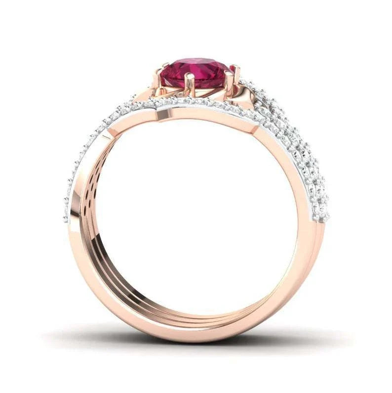 Exquisite rose gold flower engagement ring set with intricate floral design and adjustable sizing