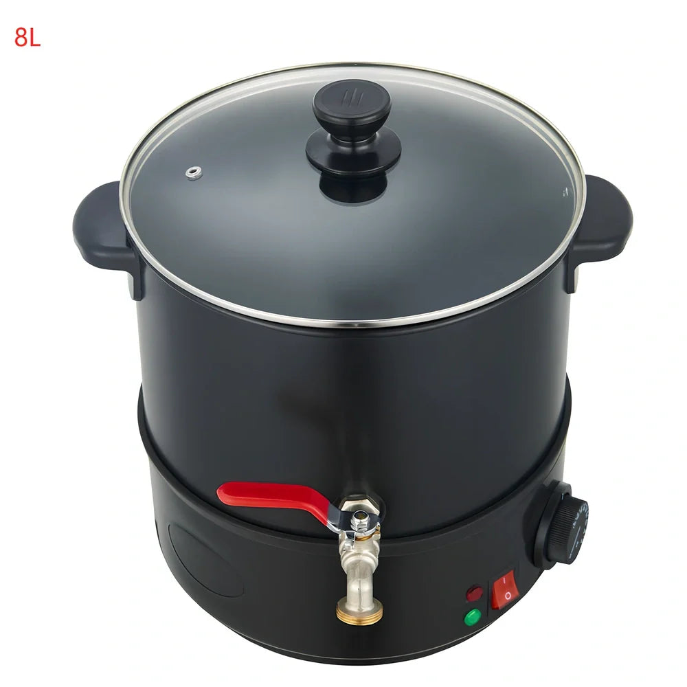 Black electric wax melting machine with food-grade certification and multiple capacity options from 6L to 20L
