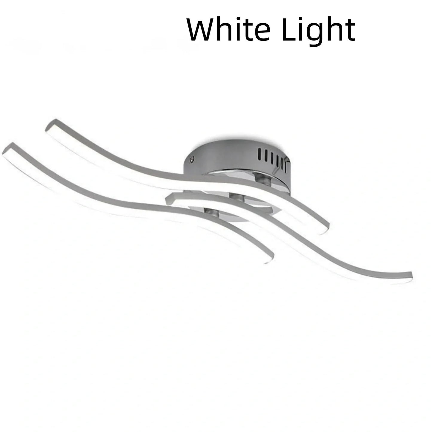 White aluminium ceiling lamp with modern design and LED lighting for room illumination