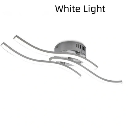 White aluminium ceiling lamp with modern design and LED lighting for room illumination