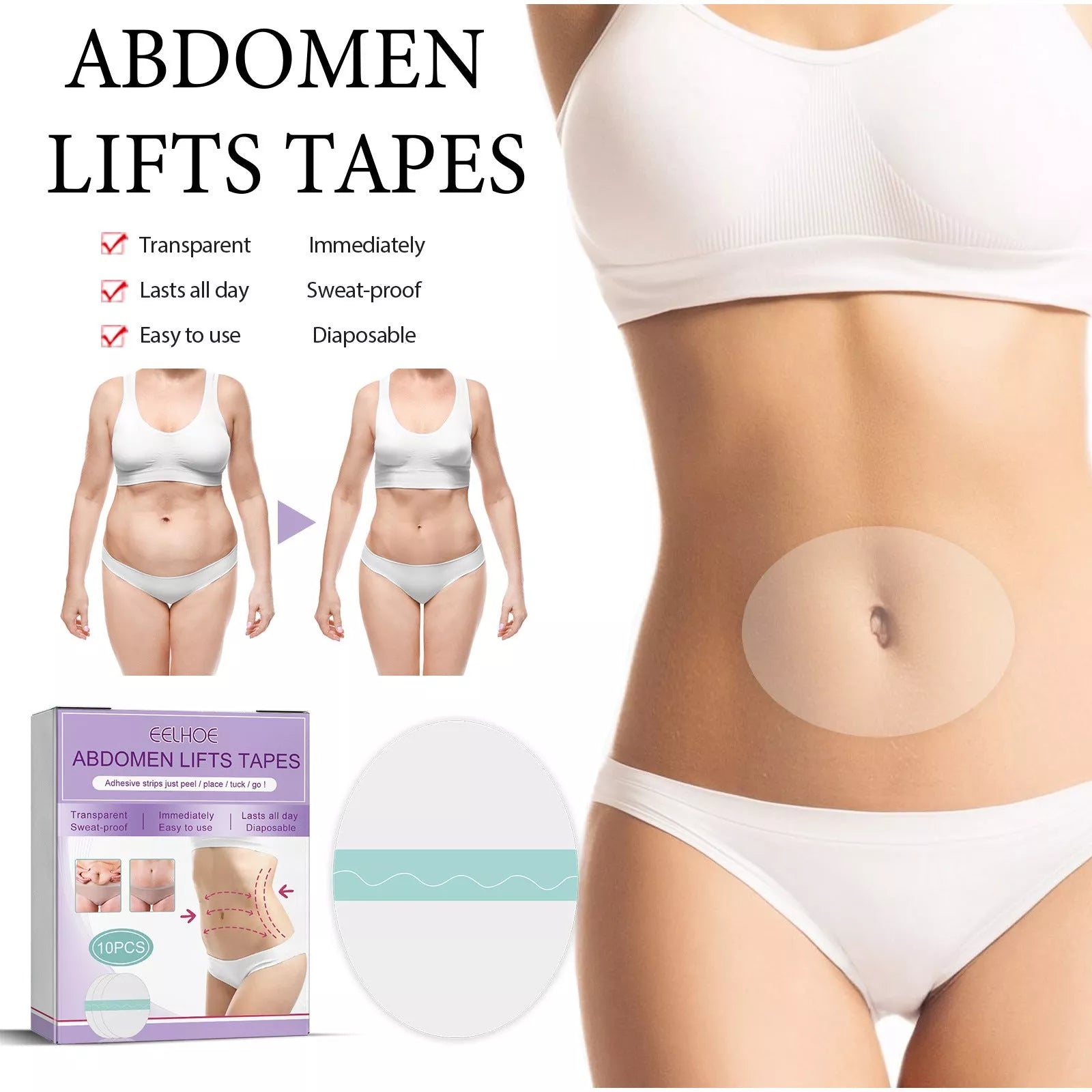 Eelhoe Abdomen Lifting Tapes for instant firming and contouring
