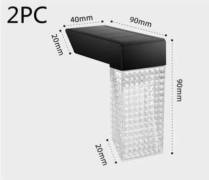 Solar-powered outdoor stair lights with warm and color-changing illumination, suitable for decks, fences, and yards