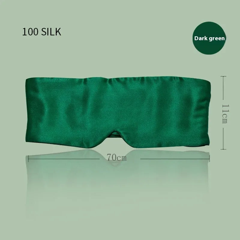 Mulberry silk sleep eye mask in champagne gold colour showing contoured design and adjustable strap