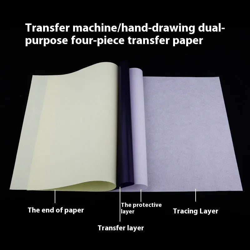 Tattoo transfer paper quadruple copy A4 sheets with transfer paste gel for clear stencil creation