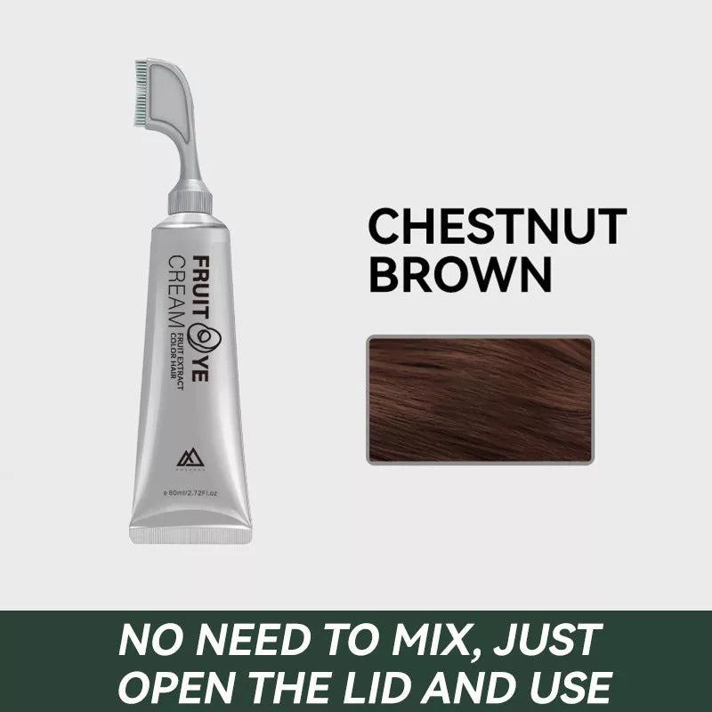Lifelike Fruit Color Cream hair dye in black, black brown, and chestnut brown shades
