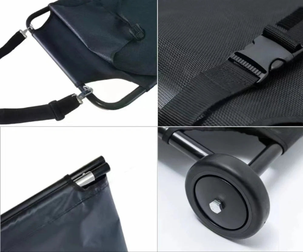 Black aluminium alloy foldable pet stretcher with 120cm length for dog emergency transport