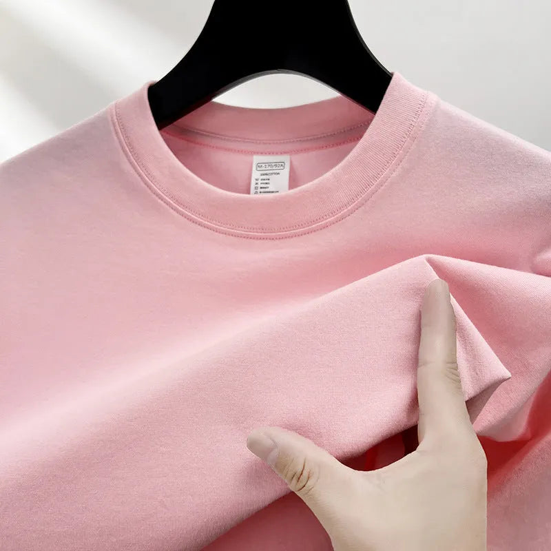 Men's drop shoulder t-shirt in thin cotton fabric, shown in a solid colour.