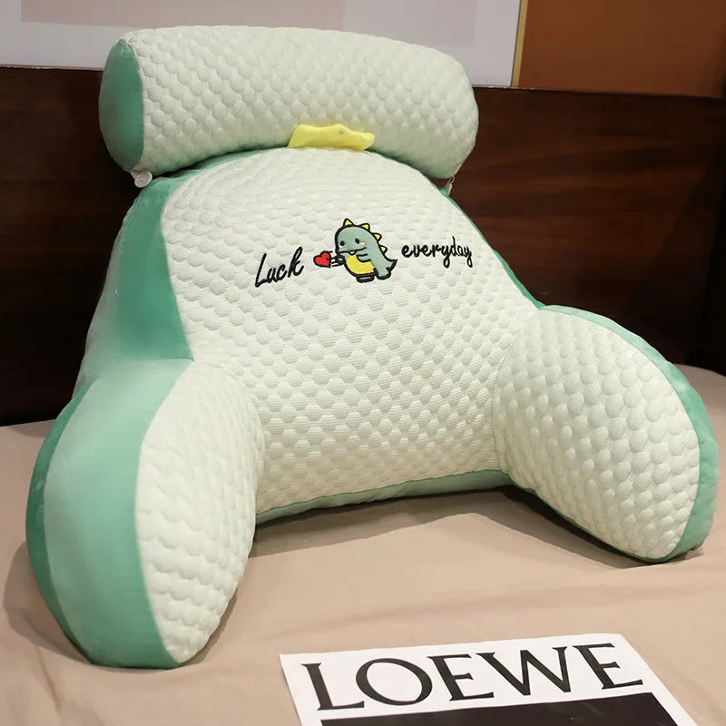 Reading lumbar support cushion in 60x40cm and 70x50cm sizes with embroidery design