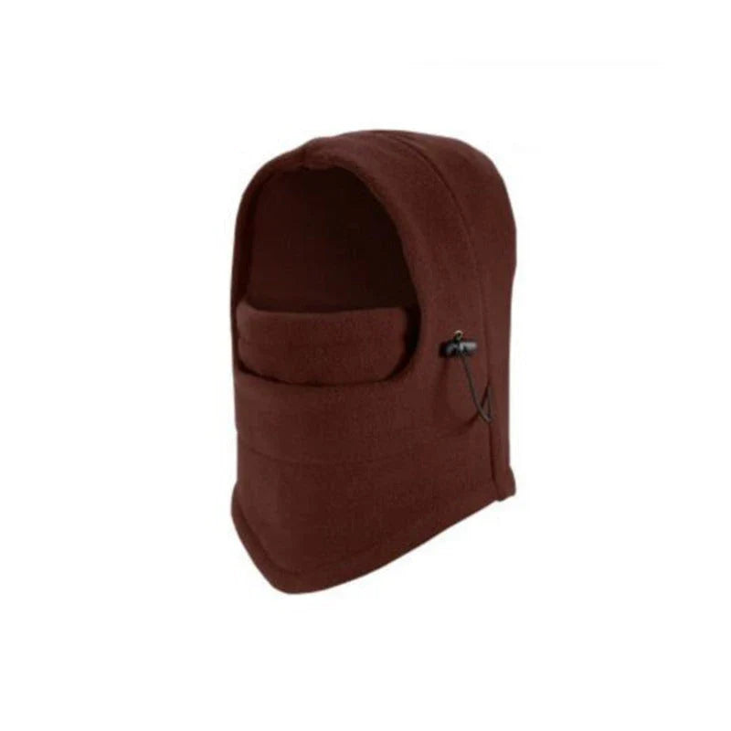 A versatile windproof ski hat with an integrated face mask and neck gaiter, providing complete protection from the elements during outdoor activities.