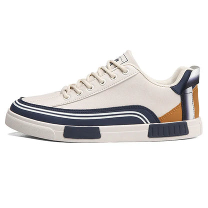 Men's casual canvas shoes with mesh ventilation panels in beige, white and green colour options