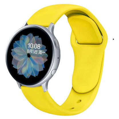 Samsung Galaxy Active 2 reverse buckle silicone strap showing 20mm and 22mm width options