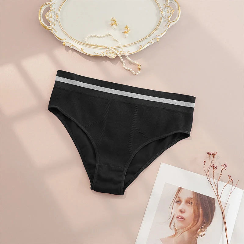 Breathable seamless women's underwear in black, gray, red, and skin color, offering comfort and style for plus-size figures.