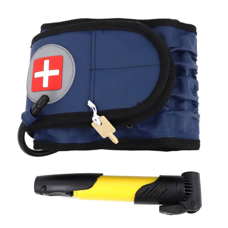 Inflatable Lumbar Traction Belt designed for back pain relief, featuring an adjustable inflation system and durable construction for personalized support and comfort.